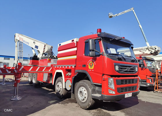 6×4 Mengemudi Truk Pemadam Kebakaran Hidrolik Aerial Ladder Kabin Tunggal dengan PTO berkekuatan penuh